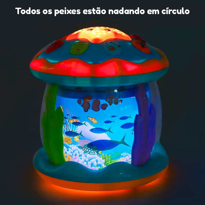 Oceano Mágico Brinquedo Musical Luminária Infantil e Projetor Sensorial para Bebês