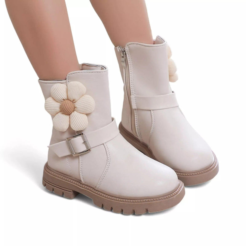 Bota Infantil Menina de Couro Outono Inverno