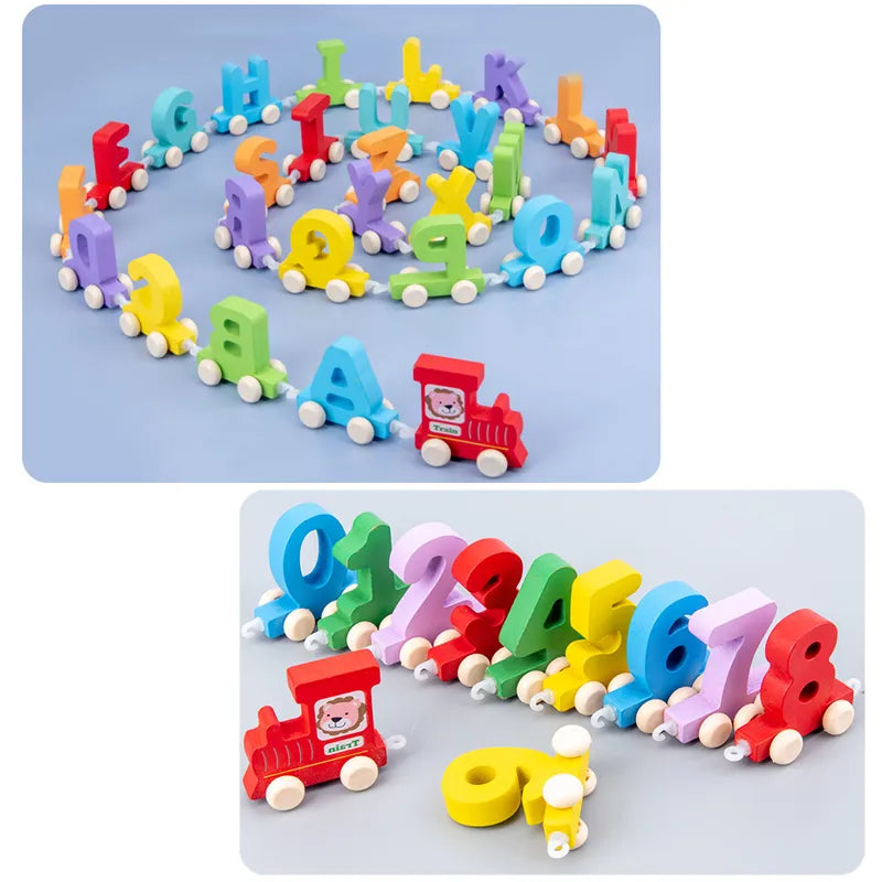 Kit Trens Alfabeto Brinquedo Madeira Infantil Completo