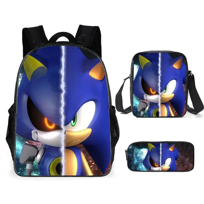 Kit Escolar Infantil Mochila Estojo Lancheira Sonic