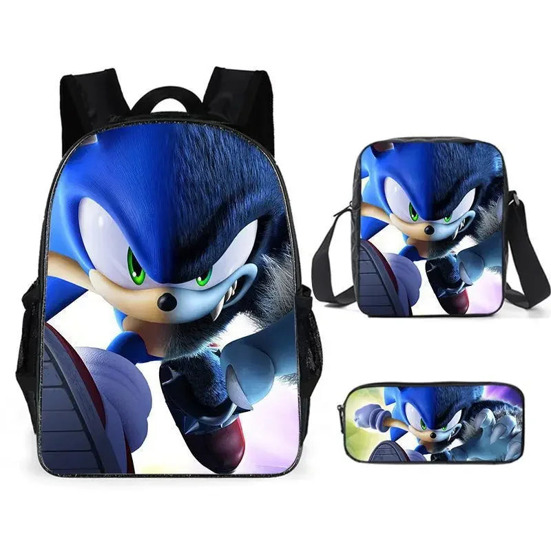 Kit Escolar Infantil Mochila Estojo Lancheira Sonic