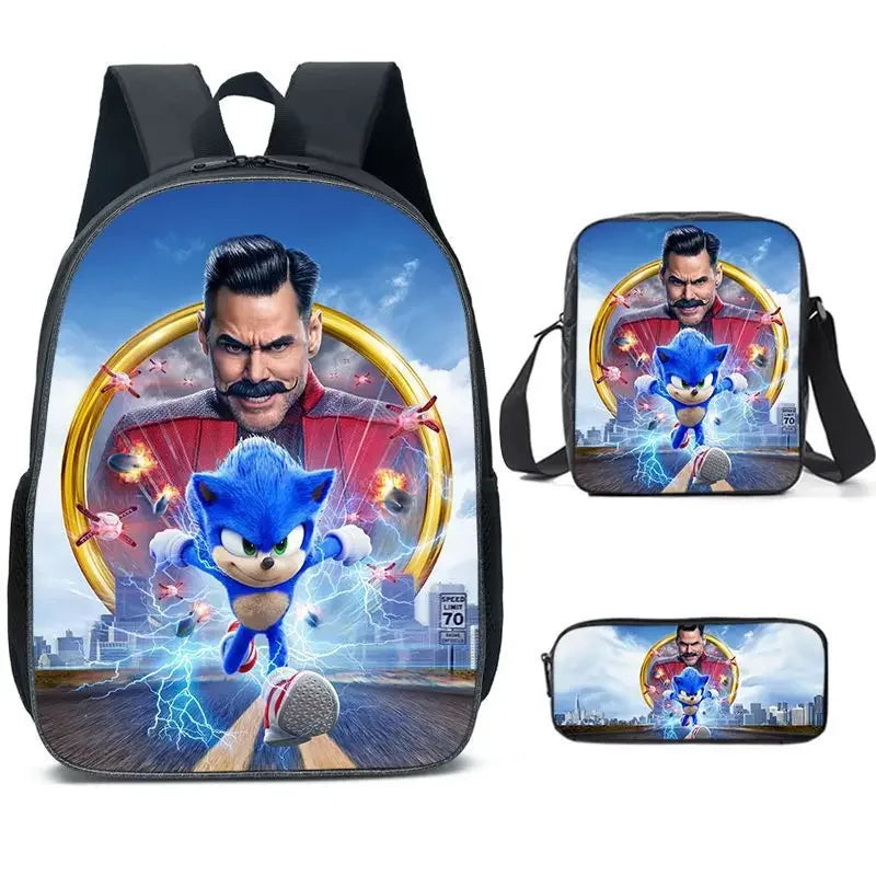 Kit Escolar Infantil Mochila Estojo Lancheira Sonic