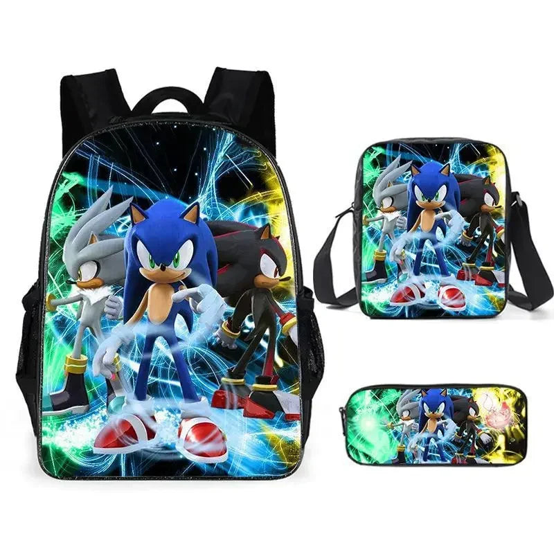 Kit Escolar Infantil Mochila Estojo Lancheira Sonic