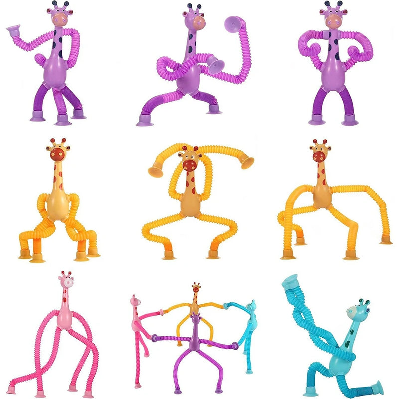 Kit com 4 Giraesticas - Girafas Fofas e Coloridas com Ventosa