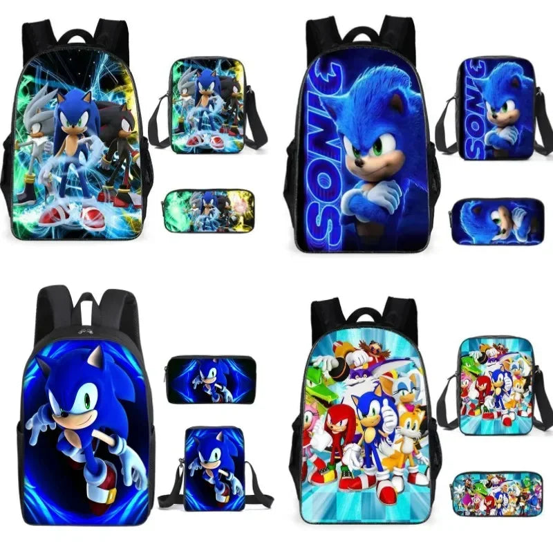 Kit Escolar Infantil Mochila Estojo Lancheira Sonic