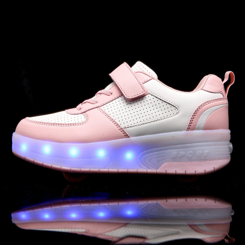 Tenis Infantil Feminino Velcro Led Rodinha