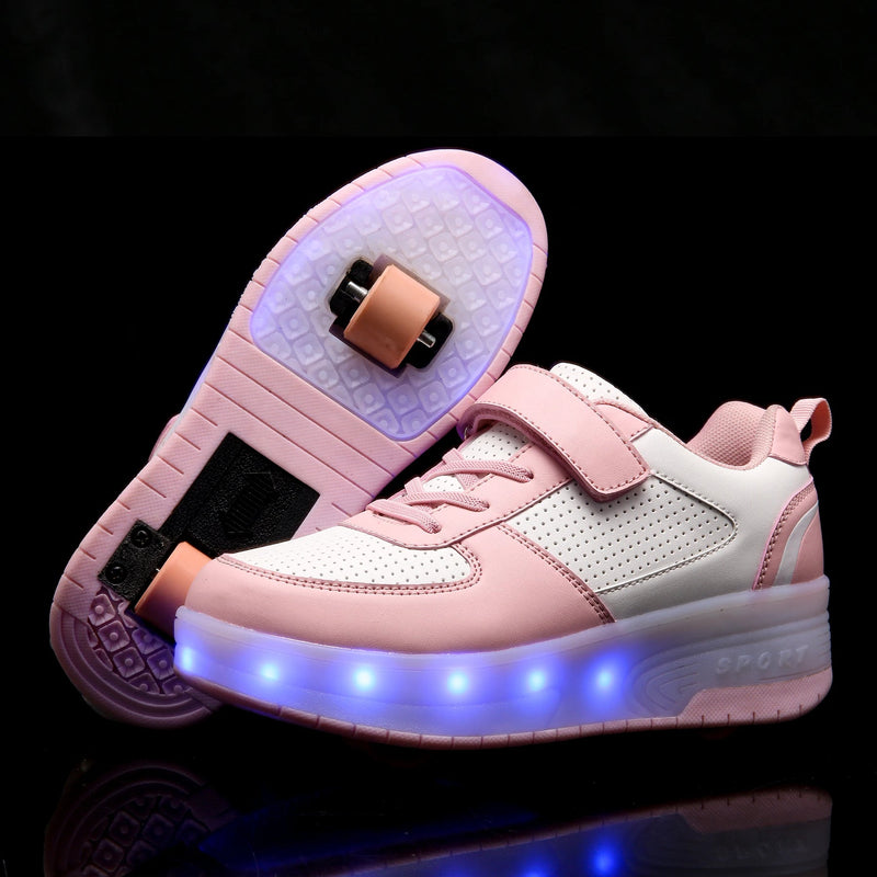 Tenis Infantil Feminino Velcro Led Rodinha