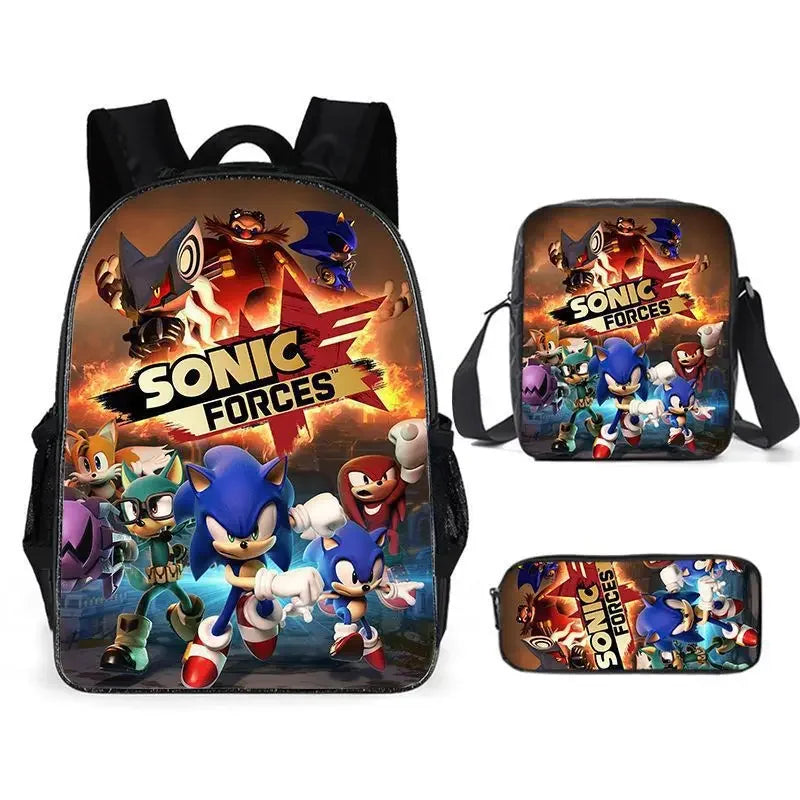 Kit Escolar Infantil Mochila Estojo Lancheira Sonic