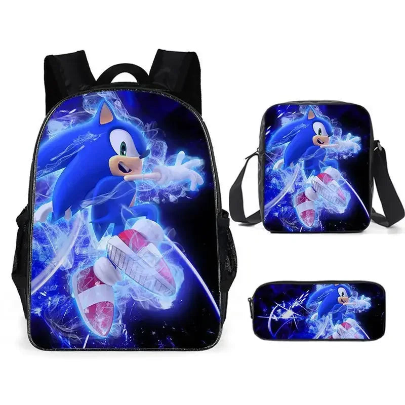 Kit Escolar Infantil Mochila Estojo Lancheira Sonic