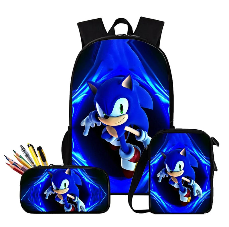 Kit Escolar Infantil Mochila Estojo Lancheira Sonic