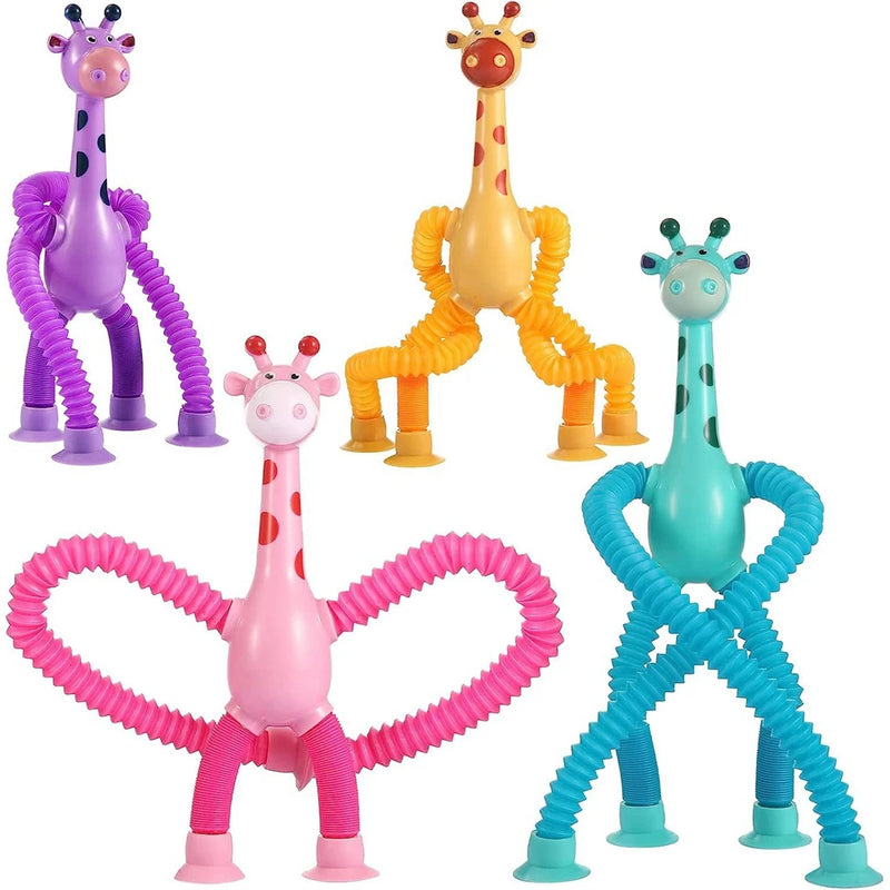 Kit com 4 Giraesticas - Girafas Fofas e Coloridas com Ventosa