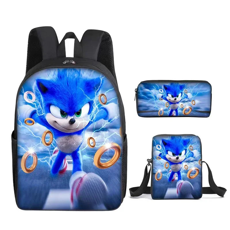 Kit Escolar Infantil Mochila Estojo Lancheira Sonic