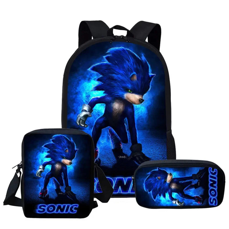 Kit Escolar Infantil Mochila Estojo Lancheira Sonic