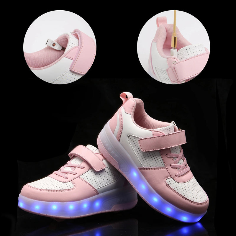 Tenis Infantil Feminino Velcro Led Rodinha