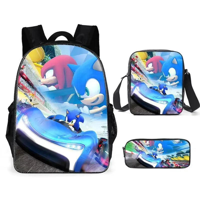 Kit Escolar Infantil Mochila Estojo Lancheira Sonic