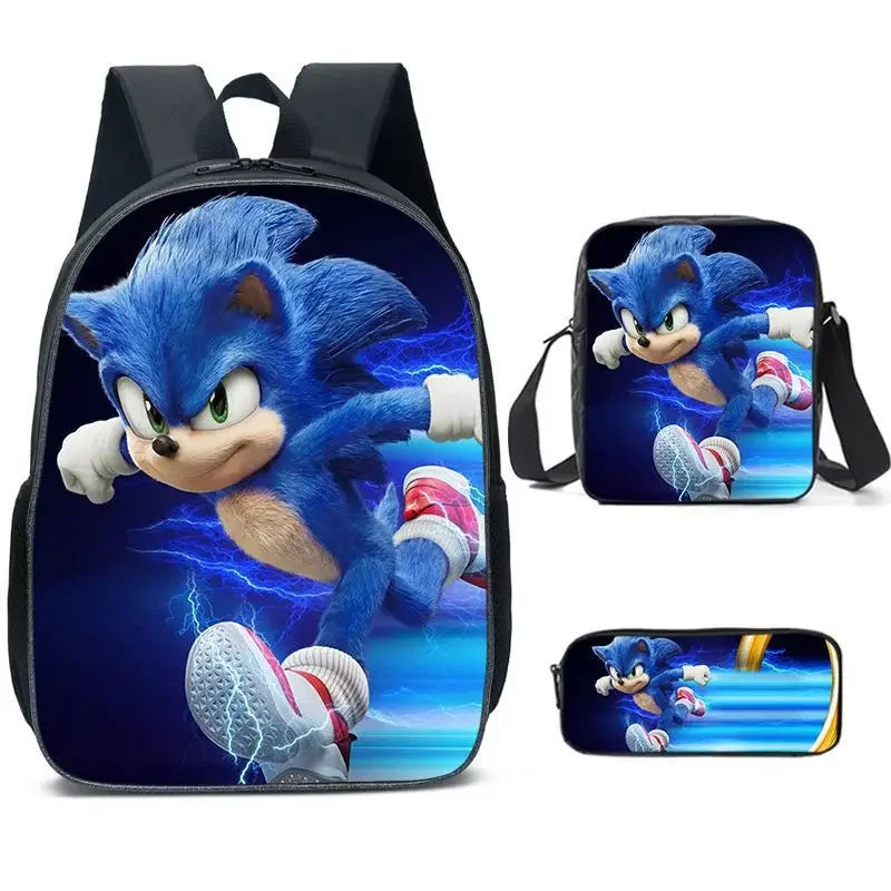 Kit Escolar Infantil Mochila Estojo Lancheira Sonic