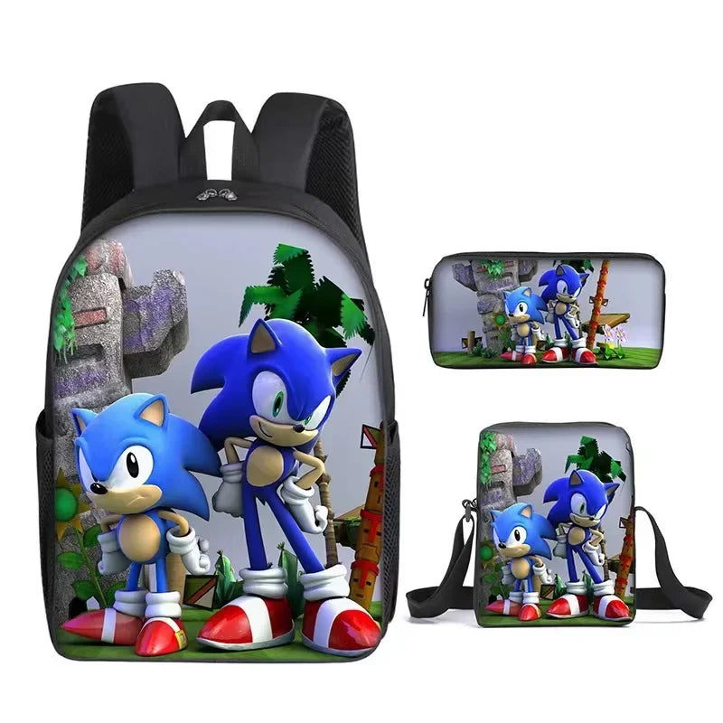 Kit Escolar Infantil Mochila Estojo Lancheira Sonic