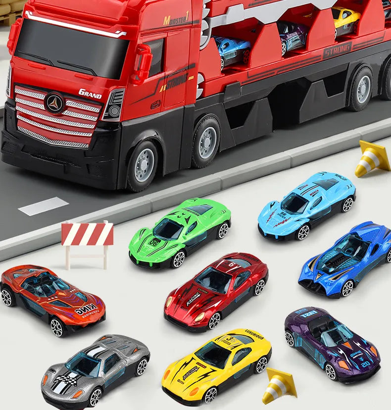 Brinquedo Mega Truck 2 em 1 - Edição Exclusiva 8 carros extras Mega Hauler