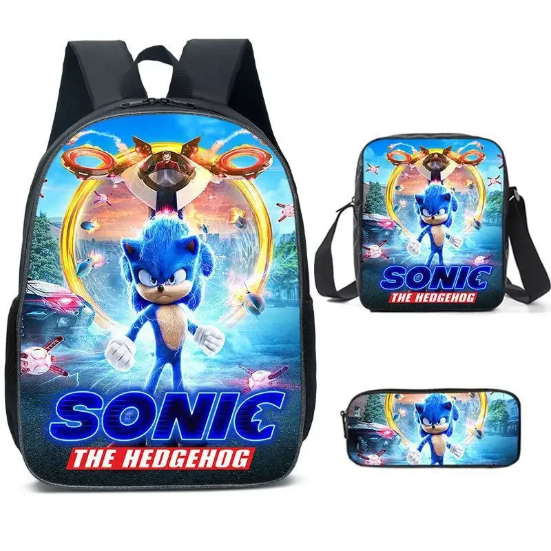 Kit Escolar Infantil Mochila Estojo Lancheira Sonic