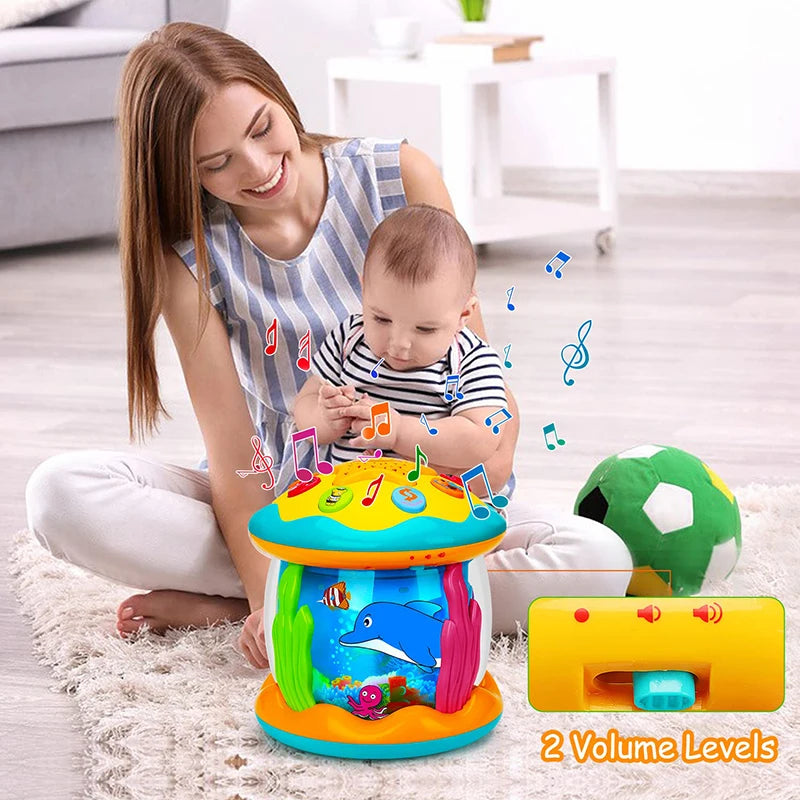 Oceano Mágico Brinquedo Musical Luminária Infantil e Projetor Sensorial para Bebês