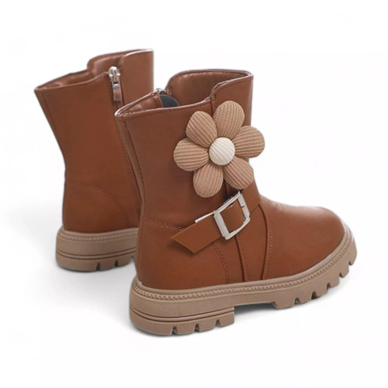 Bota Infantil Menina de Couro Outono Inverno