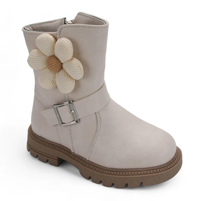 Bota Infantil Menina de Couro Outono Inverno