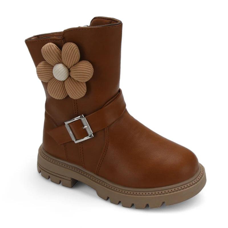 Bota Infantil Menina de Couro Outono Inverno