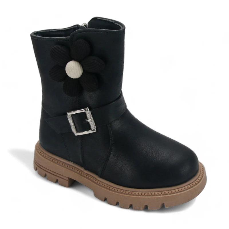 Bota Infantil Menina de Couro Outono Inverno